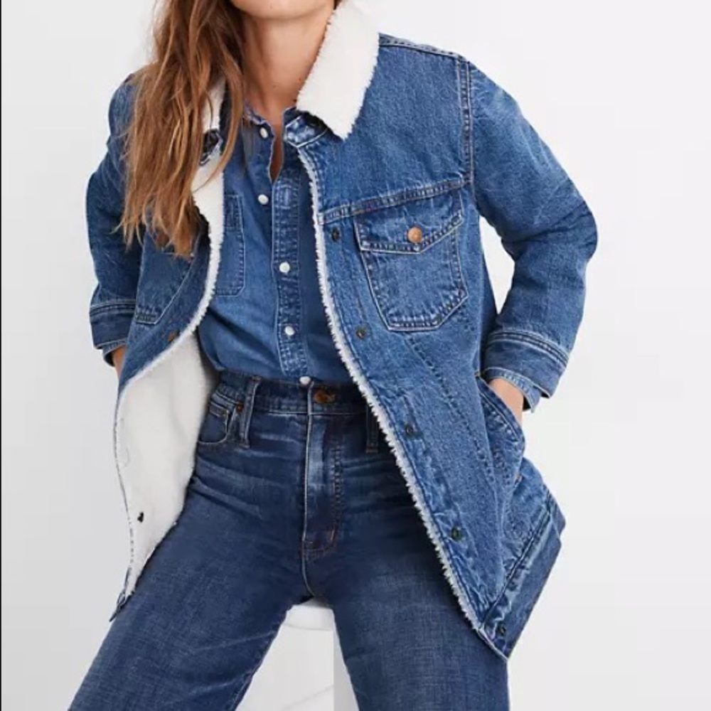 Madewell Sherpa lined trucker denim jacket size small